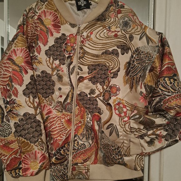 MENS, STORK PRINT, ZIP FRONT LINED BOMBER - Picture 1 of 1